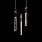 Suspension LED à 3 lumières avec cristal et variateur, plafonnier suspendu