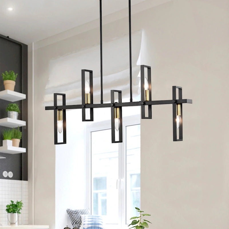 Mia 32 Inch Candle Style Kitchen Island Chandelier 5 Light - N/A