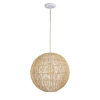 Suspension Evee Cream à 1 lumière en rotin avec globe