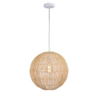 Suspension Evee Cream à 1 lumière en rotin avec globe