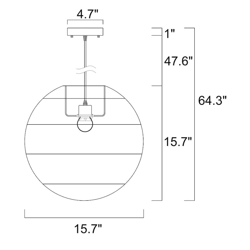 Suspension Evee Cream à 1 lumière en rotin avec globe