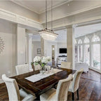 Luminaire rectangulaire à 4 lumières pour îlot de cuisine, en bronze antique, avec suspension en cristal - Bronze antique