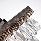 Luminaire rectangulaire à 4 lumières pour îlot de cuisine, en bronze antique, avec suspension en cristal - Bronze antique