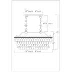 Luminaire rectangulaire à 4 lumières pour îlot de cuisine, en bronze antique, avec suspension en cristal - Bronze antique