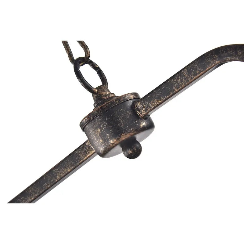 Luminaire rectangulaire à 6 lumières pour îlot de cuisine, en bronze antique, avec suspension en cristal - Bronze antique