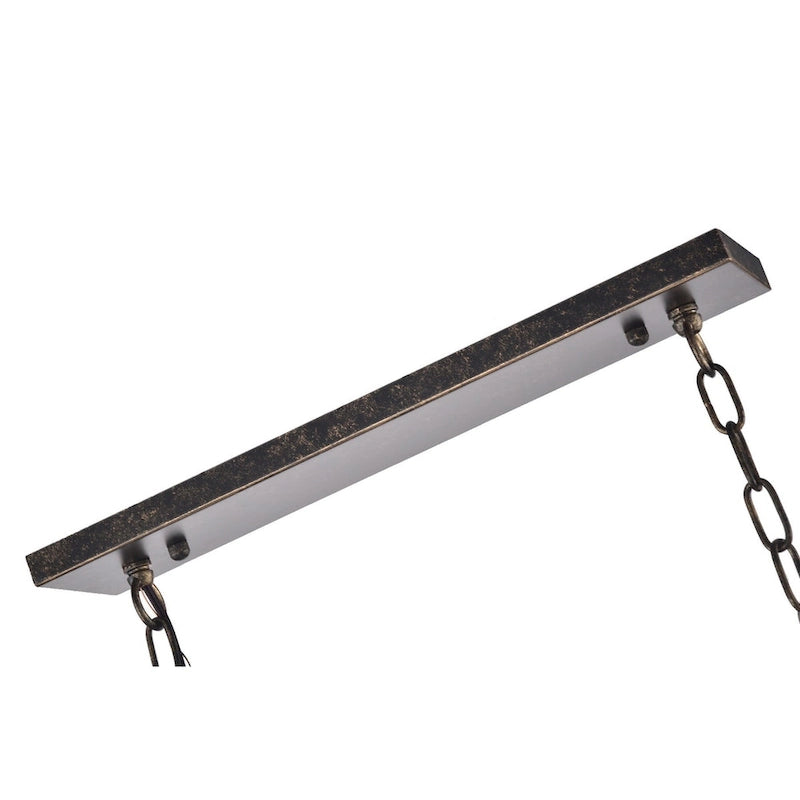 Luminaire rectangulaire à 6 lumières pour îlot de cuisine, en bronze antique, avec suspension en cristal - Bronze antique