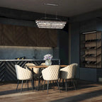 Luminaire rectangulaire à 6 lumières pour îlot de cuisine, en bronze antique, avec suspension en cristal - Bronze antique