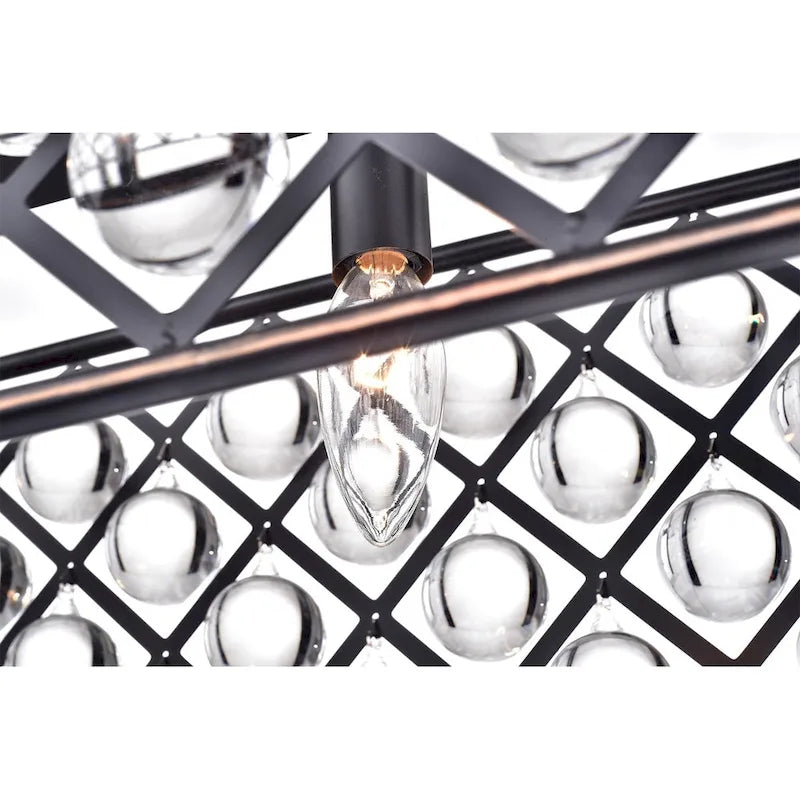 Applique murale ovale à 5 lumières pour îlot de cuisine, finition bronze huilé, avec sphères de cristal - Bronze huilé