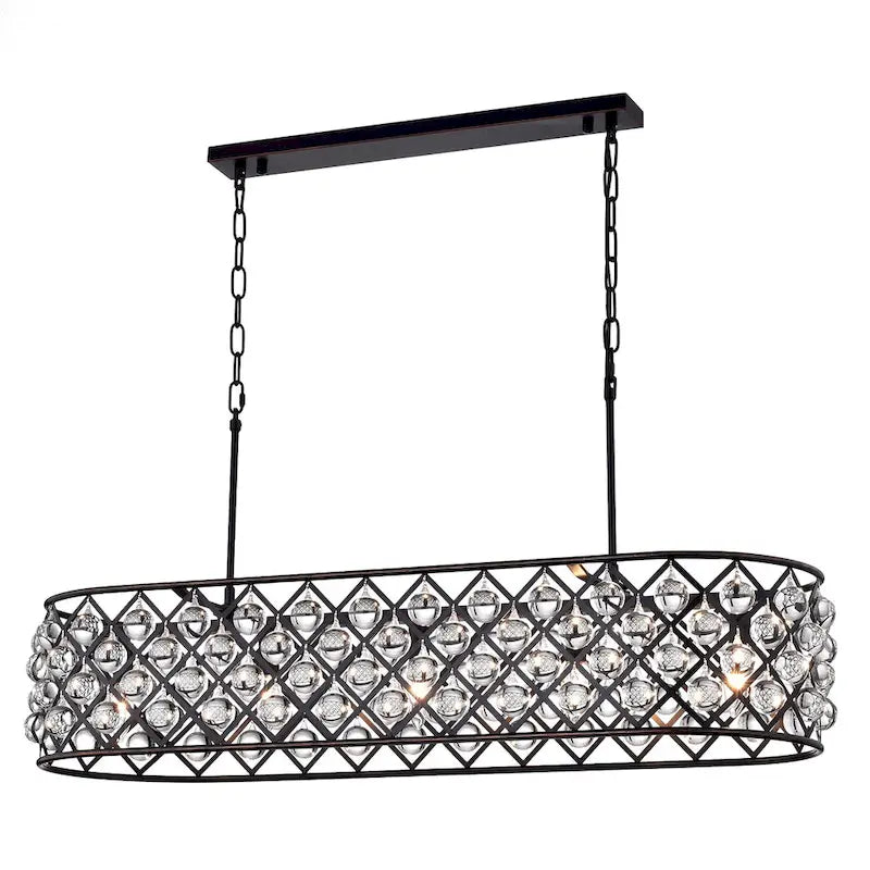 Applique murale ovale à 5 lumières pour îlot de cuisine, finition bronze huilé, avec sphères de cristal - Bronze huilé