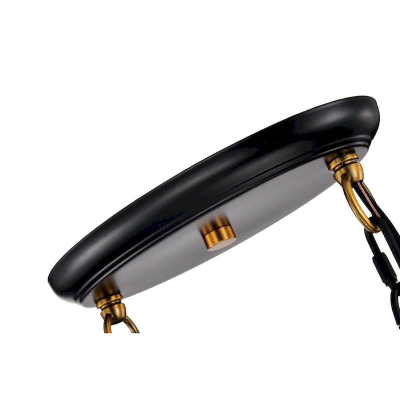 Luminaire pour îlot de cuisine avec abat-jour en verre noir et or antique à 4 lumières