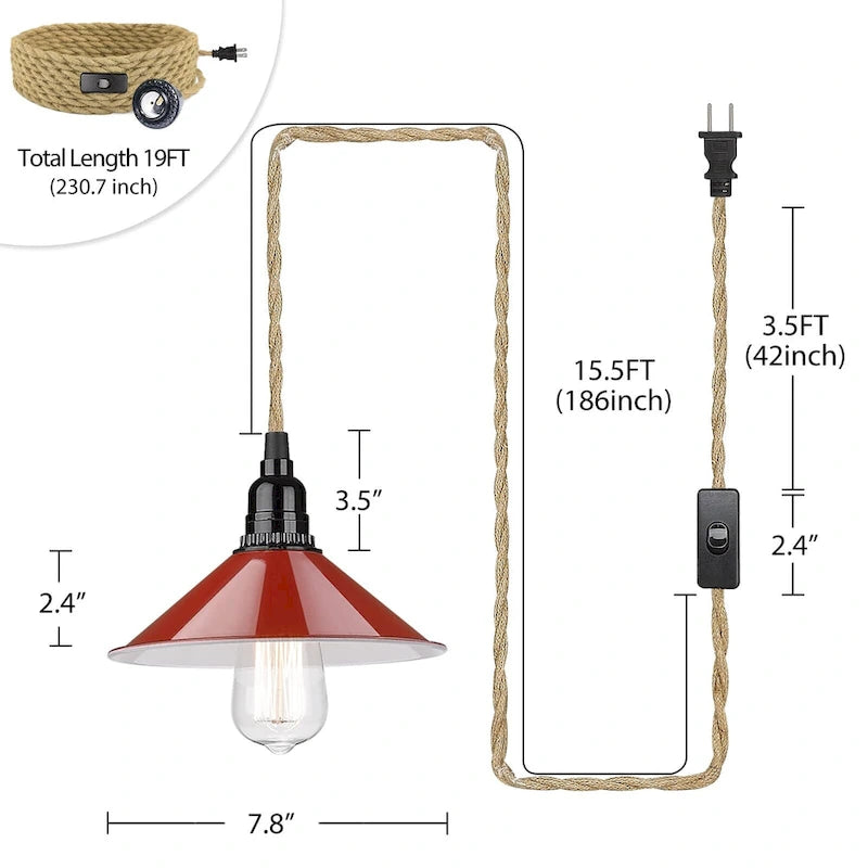 Suspension à brancher à 1 lumière, 5,8 m (19 pi)