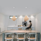 Suspension Anita crème à 1 lumière et 3 niveaux en rotin tressé