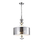 Suspension tambour moderne Yemisi à 3 lumières, en chrome et verre, de 40,6 cm (16 pouces).