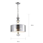 Suspension tambour moderne Yemisi à 3 lumières, en chrome et verre, de 40,6 cm (16 pouces).