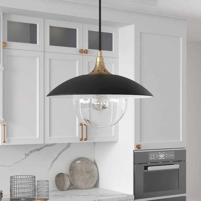 Alvia 14.5  Wide Pendant with Metal/Glass Shade - 14.5  Wide