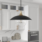 Alvia 14.5  Wide Pendant with Metal/Glass Shade - 14.5  Wide