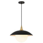 Suspension Alvia de 37 cm de large avec abat-jour en métal et verre - 37 cm de large