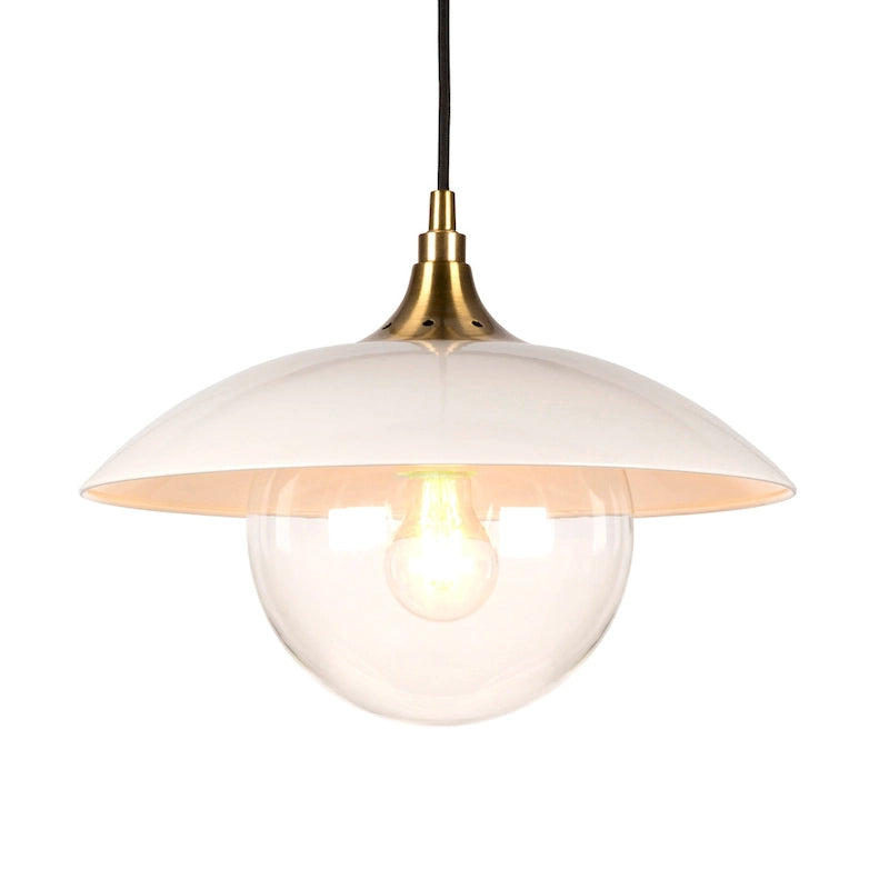 Suspension Alvia de 37 cm de large avec abat-jour en métal et verre - 37 cm de large