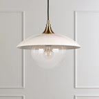 Suspension Alvia de 37 cm de large avec abat-jour en métal et verre - 37 cm de large