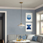 Suspension Alvia de 37 cm de large avec abat-jour en métal et verre - 37 cm de large