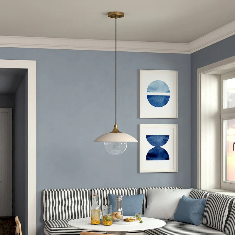 Suspension Alvia de 37 cm de large avec abat-jour en métal et verre - 37 cm de large