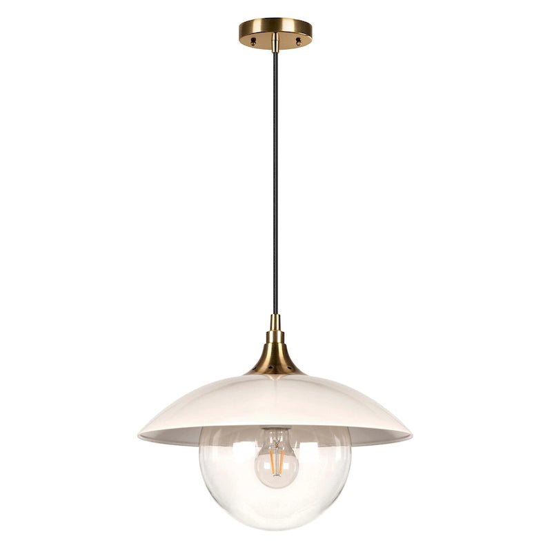 Suspension Alvia de 37 cm de large avec abat-jour en métal et verre - 37 cm de large