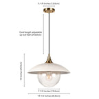 Suspension Alvia de 37 cm de large avec abat-jour en métal et verre - 37 cm de large