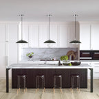 Suspension Alvia de 37 cm de large avec abat-jour en métal et verre - 37 cm de large