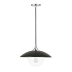 Suspension Alvia de 37 cm de large avec abat-jour en métal et verre - 37 cm de large