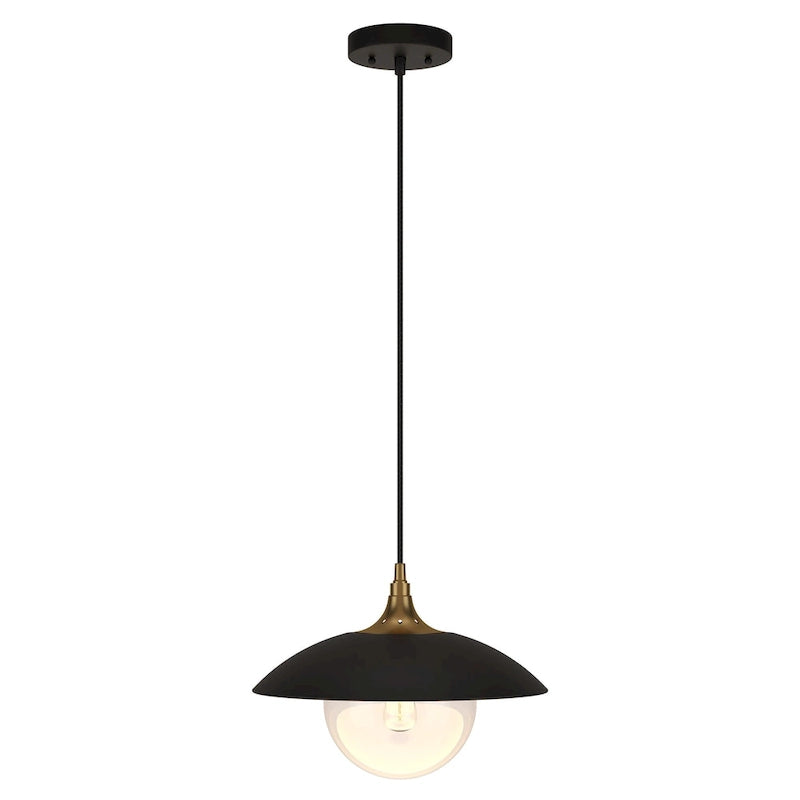 Suspension Alvia de 37 cm de large avec abat-jour en métal et verre - 37 cm de large