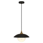 Suspension Alvia de 37 cm de large avec abat-jour en métal et verre - 37 cm de large