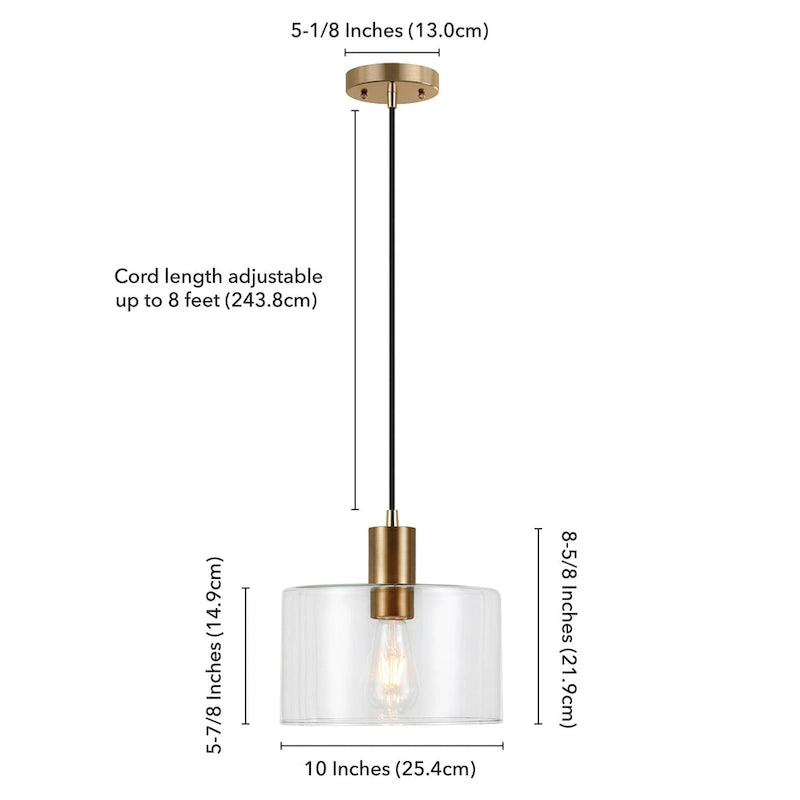 Pendentif Henri en métal et verre soufflé à la main