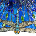 Suspension lumineuse Dragonflies River of Goods, inspirée de Tiffany, en vitrail bleu et vert et métal, 61 cm (24 pouces).