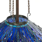 Suspension lumineuse Dragonflies River of Goods, inspirée de Tiffany, en vitrail bleu et vert et métal, 61 cm (24 pouces).