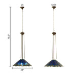 Suspension lumineuse Dragonflies River of Goods, inspirée de Tiffany, en vitrail bleu et vert et métal, 61 cm (24 pouces).
