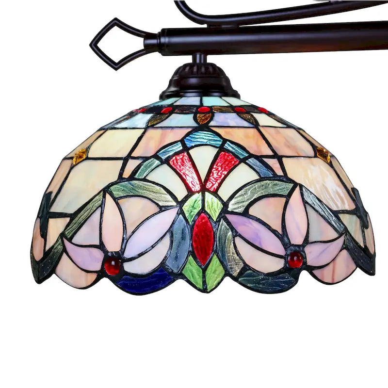 Luminaire linéaire à 3 lumières de style Tiffany, design victorien, pour îlot central