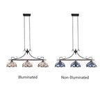 Luminaire linéaire à 3 lumières de style Tiffany, design victorien, pour îlot central