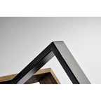 Luminaire linéaire îlot à 4 lumières, noir mat et bois, avec ampoules apparentes