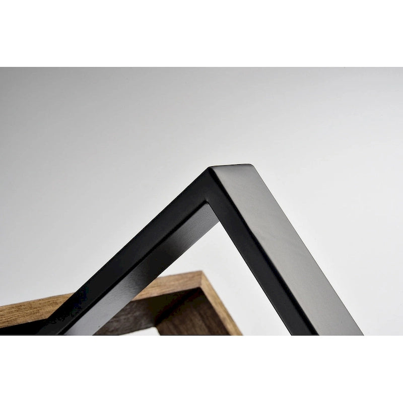 Luminaire linéaire îlot à 4 lumières, noir mat et bois, avec ampoules apparentes