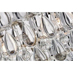 Luminaire suspendu rectangulaire à 4 lumières en argent antique pour îlot de cuisine, avec cristaux.