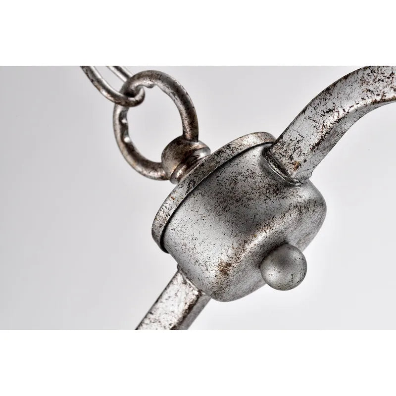 Luminaire suspendu rectangulaire à 4 lumières en argent antique pour îlot de cuisine, avec cristaux.