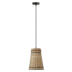 Suspension Niles River of Goods en rotin beige et bois, hauteur réglable, 25,4 cm (10 po) - 25,4 x 25,4 x 40,1 cm (10 x 10 x 15,8/80,8 po)