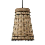 Suspension Niles River of Goods en rotin beige et bois, hauteur réglable, 25,4 cm (10 po) - 25,4 x 25,4 x 40,1 cm (10 x 10 x 15,8/80,8 po)