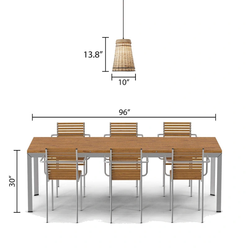 Suspension Niles River of Goods en rotin beige et bois, hauteur réglable, 25,4 cm (10 po) - 25,4 x 25,4 x 40,1 cm (10 x 10 x 15,8/80,8 po)