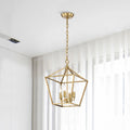 Gold Finish 4-Light 12 in. Modern Lantern Cage Pendant