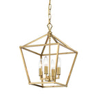 Suspension moderne à 4 lumières, finition dorée, 30,5 cm (12 po), style lanterne.