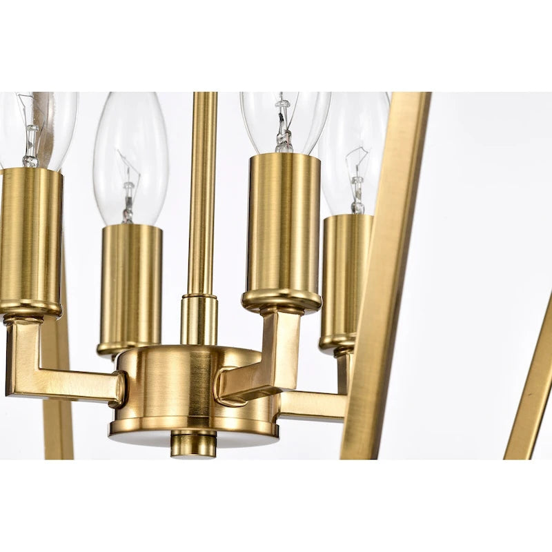 Suspension moderne à 4 lumières, finition dorée, 30,5 cm (12 po), style lanterne.