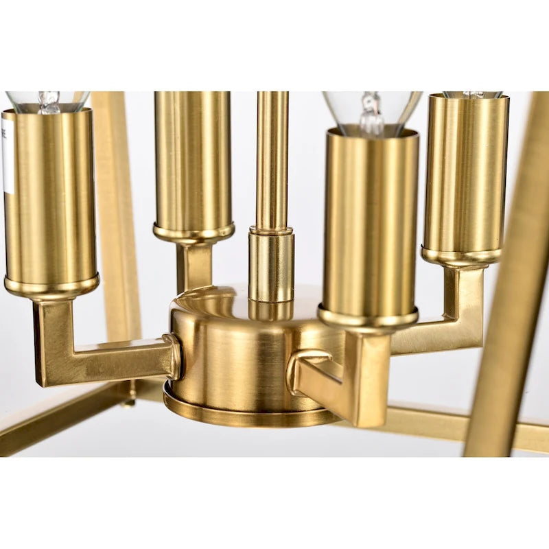 Suspension moderne à 4 lumières, finition dorée, 30,5 cm (12 po), style lanterne.