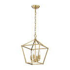 Suspension moderne à 4 lumières, finition dorée, 30,5 cm (12 po), style lanterne.