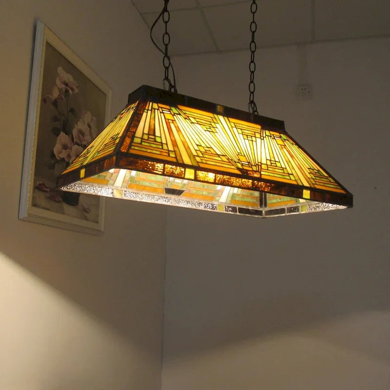 Suspension Tiffany à 3 lumières en bronze noirci